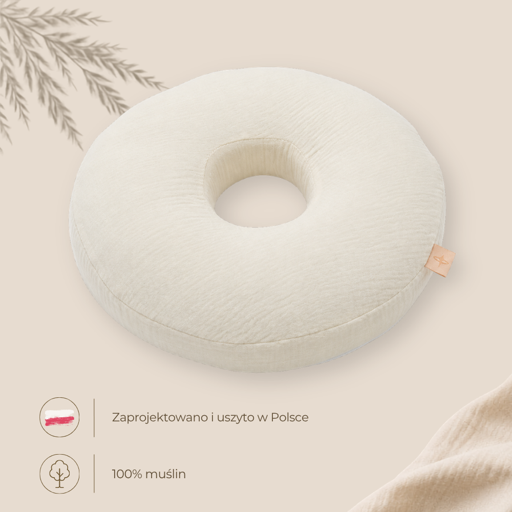 Donut pillow for piercing - muslin, 30 cm, Polish product
