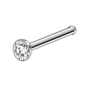 Anillo de nariz simple de titanio con circonita cúbica plana
