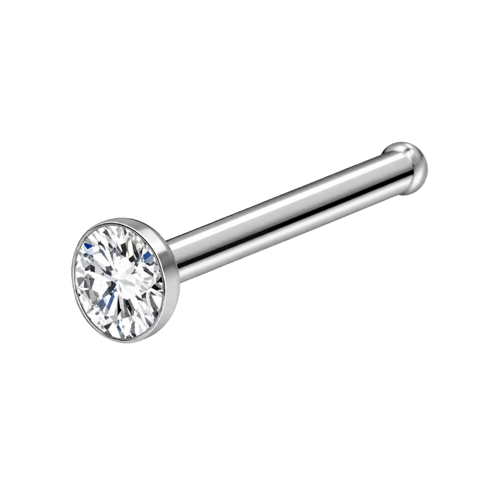 Anillo de nariz simple de titanio con circonita cúbica plana
