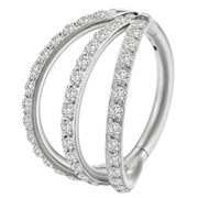 Stalowy Clicker Segmentowy Potrójny Z Cyrkoniami - Kółko