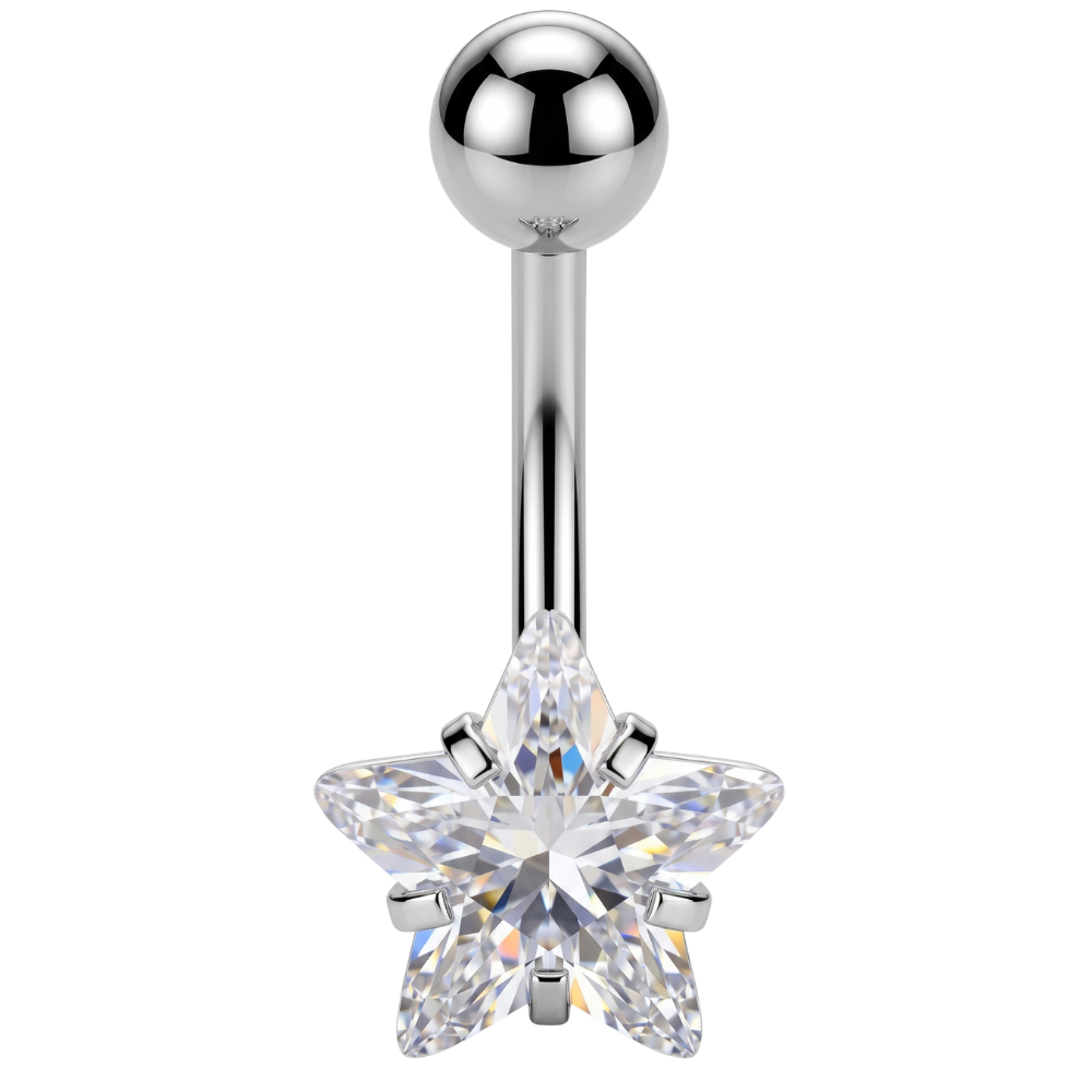 Piercing Ombligo Acero - Circonita Estrella