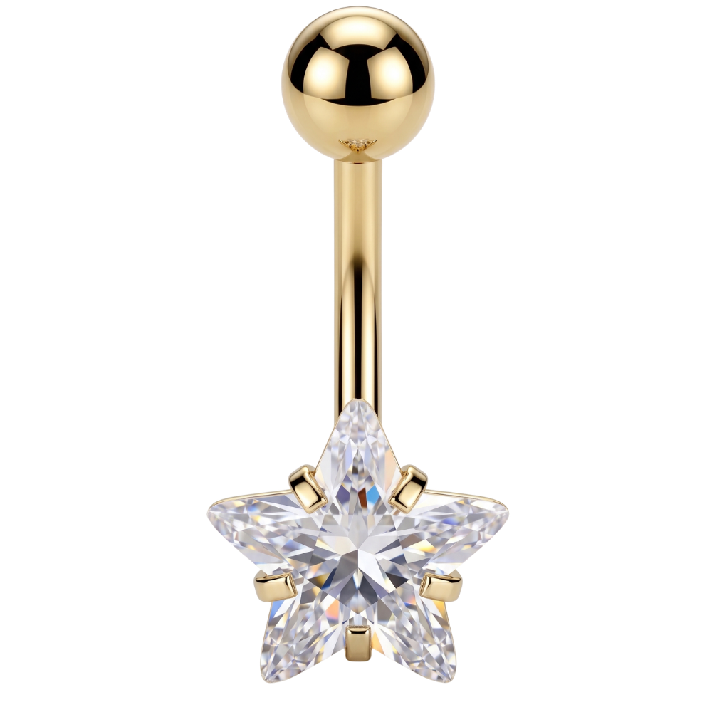 Piercing Ombligo Acero - Circonita Estrella
