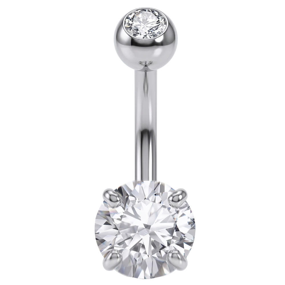 Stalowy Kolczyk Do Pępka - Cyrkonie