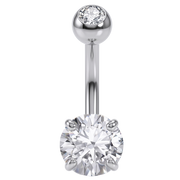 Stalowy Kolczyk Do Pępka - Cyrkonie
