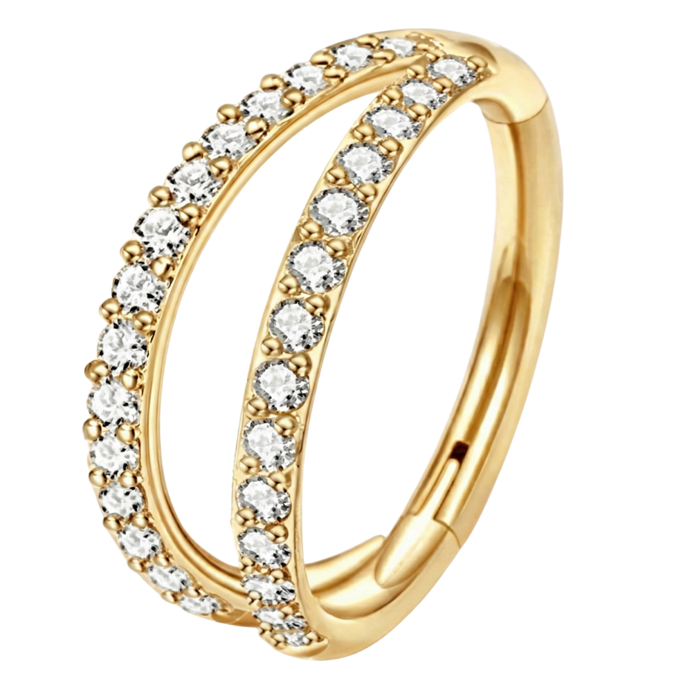 Titanium Segmented Double Clicker With Zircons - Circle - Piercing Planet