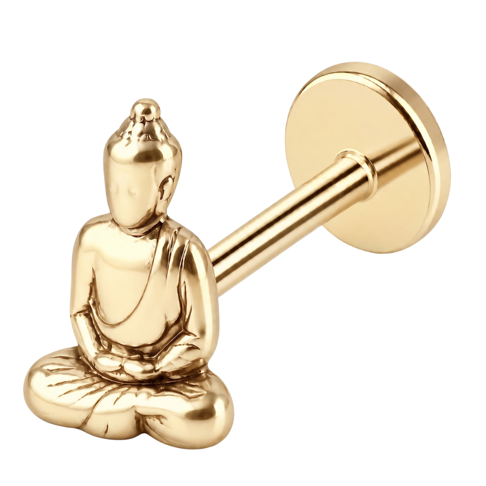 Stalowy Labret Ozdobny Budda Zloty