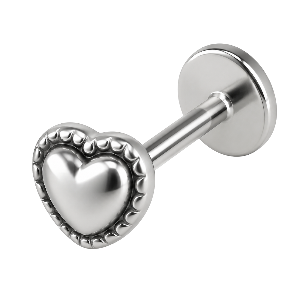 Stalowy Labret Ozdobny Serce Retro