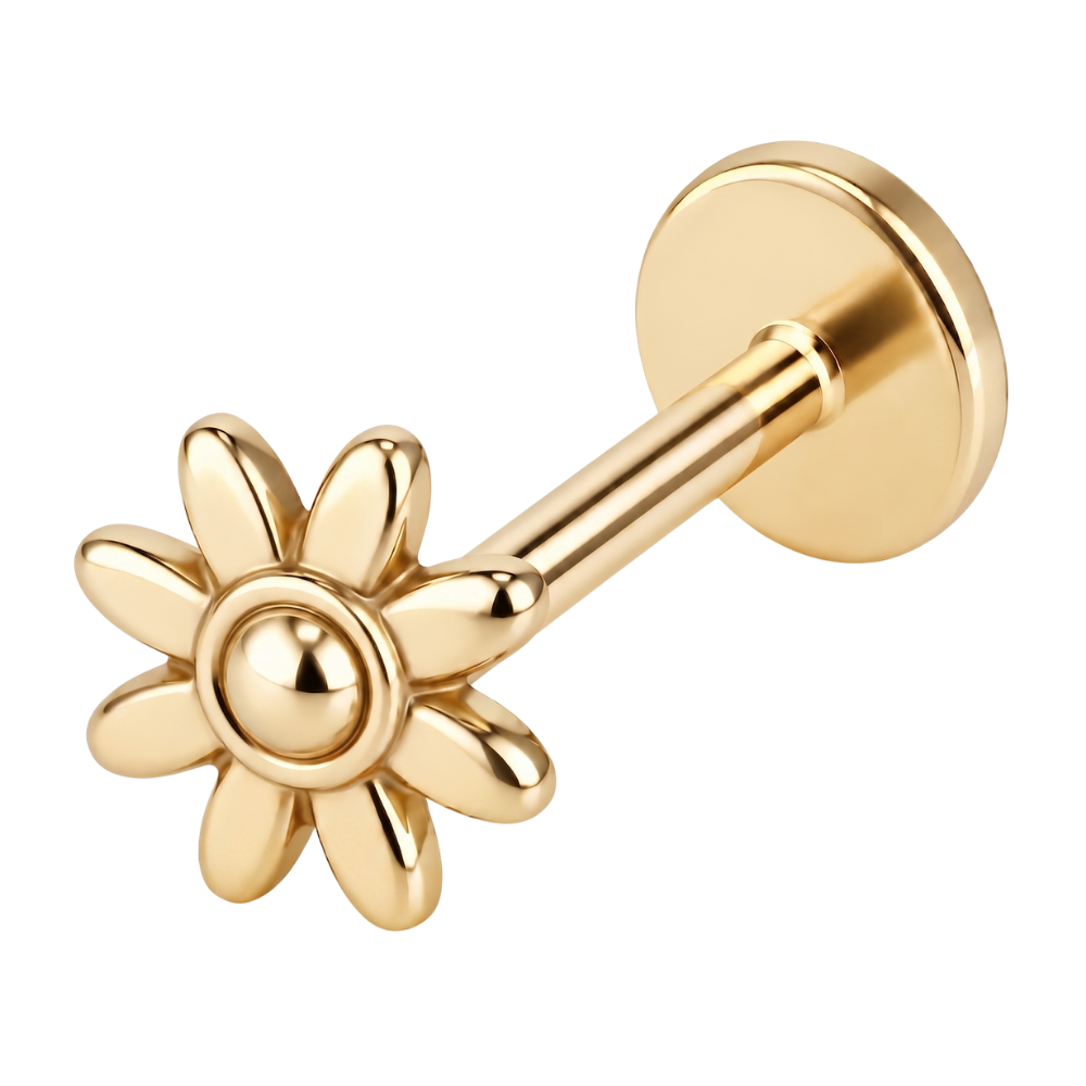 Stalowy Labret Ozdobny Stokrotka Zloty