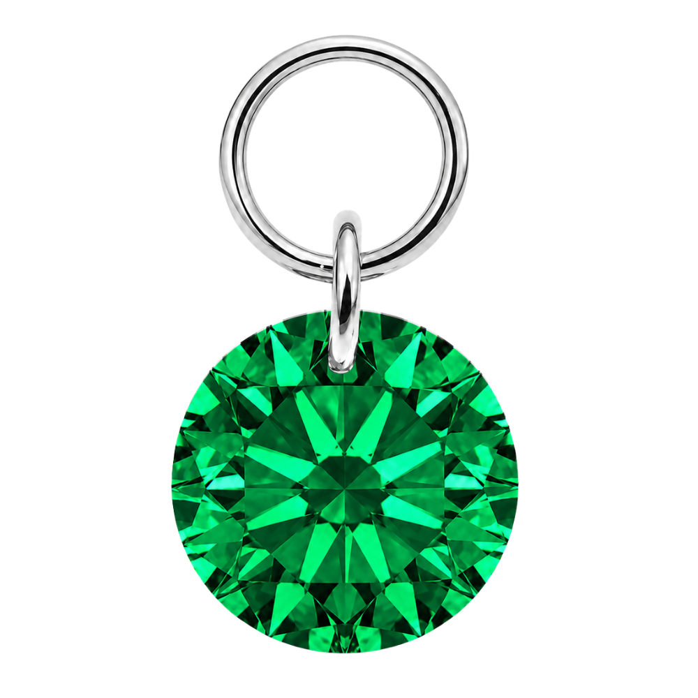 Colgante Titanio Charm Piercing Redondo Plata Verde