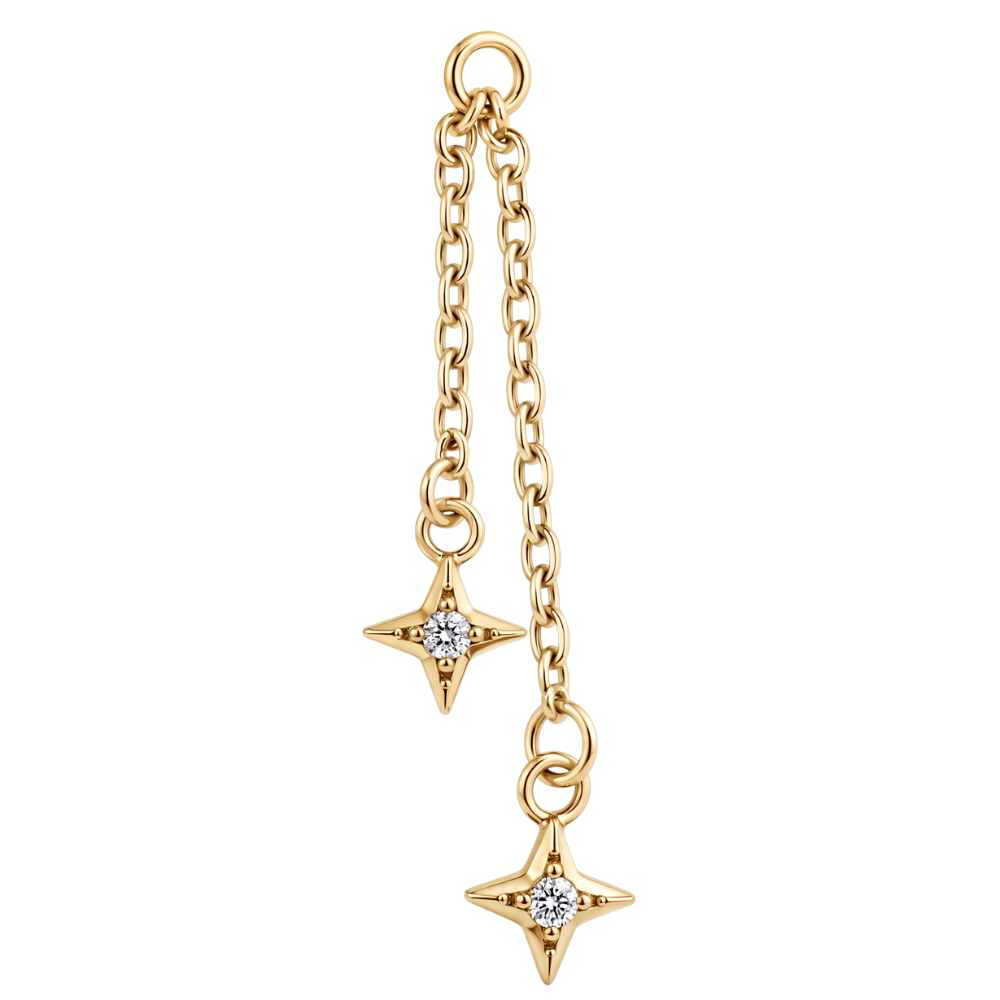 Charm_Pendant_de Titanio_con_ Dos Estrellas Doradas
