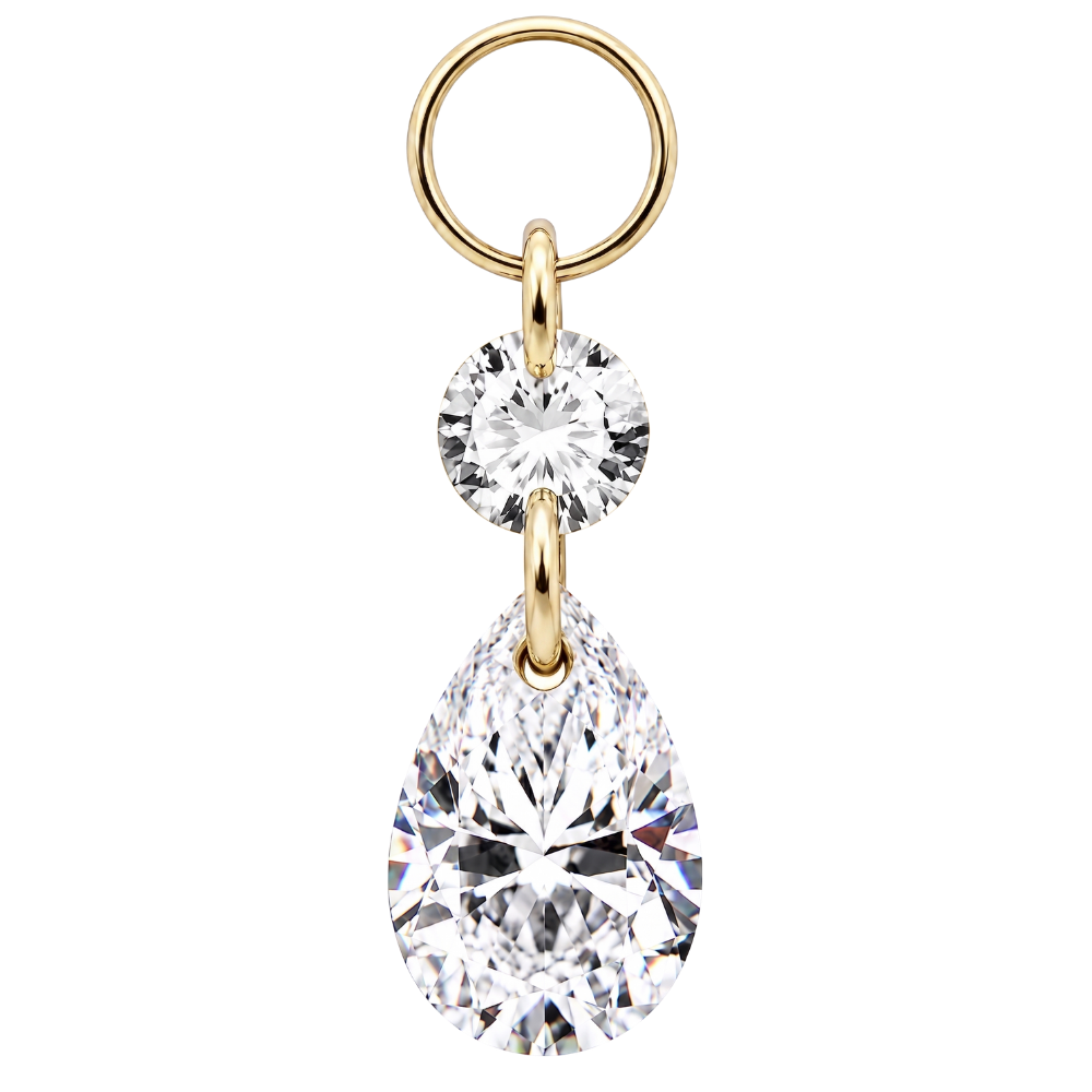 Colgante Charm de Titanio con Doble Circonita Dorada