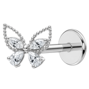 Labret Titanio Decorativo Zirconitas Mariposa con Bolas