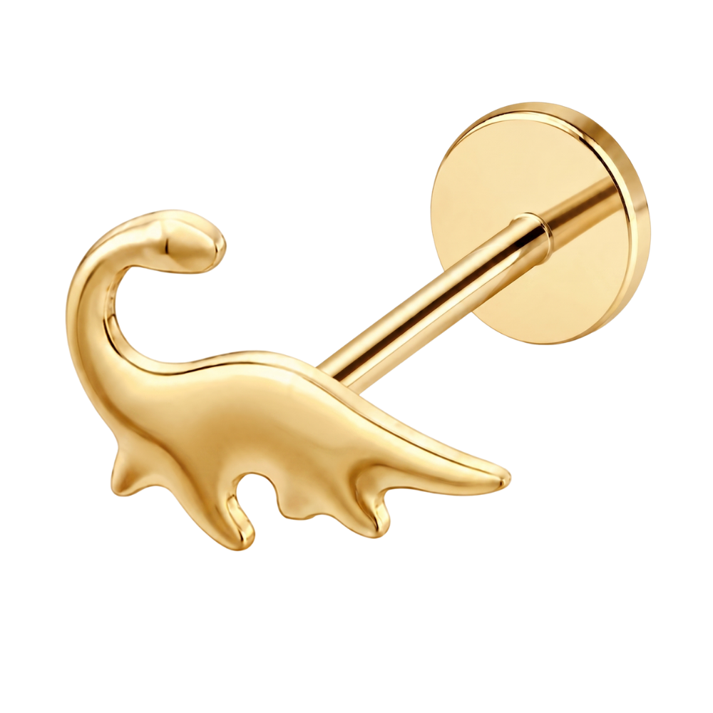 Tytanowy Labret Ozdobny Dinozaur Zloty