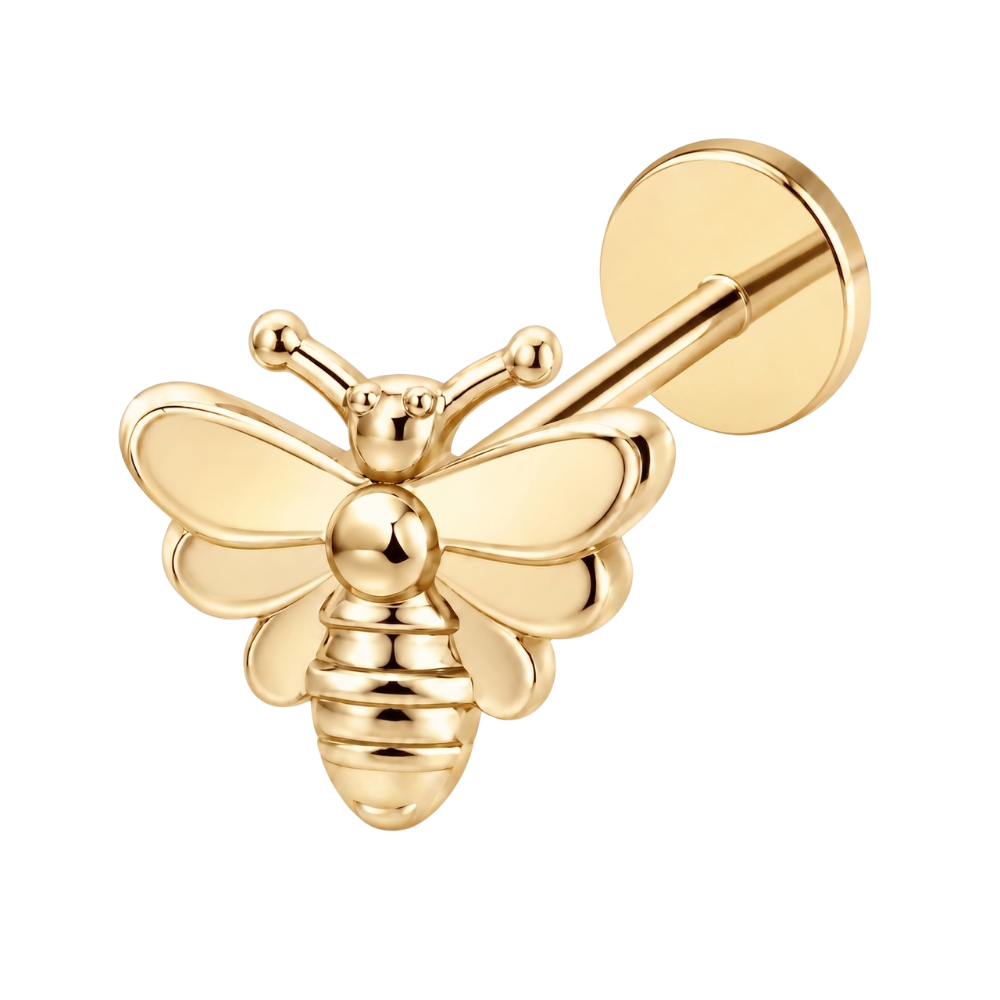 Tytanowy Labret Ozdobny Pszczola Zloty