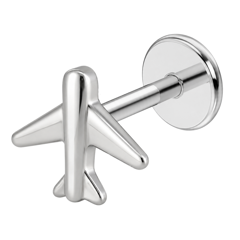 Tytanowy Labret Ozdobny Samolot Srebrny