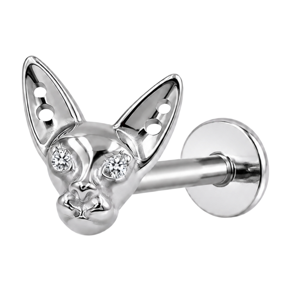 Tytanowy Labret Ozdobny Sfinks z Cyrkonia
