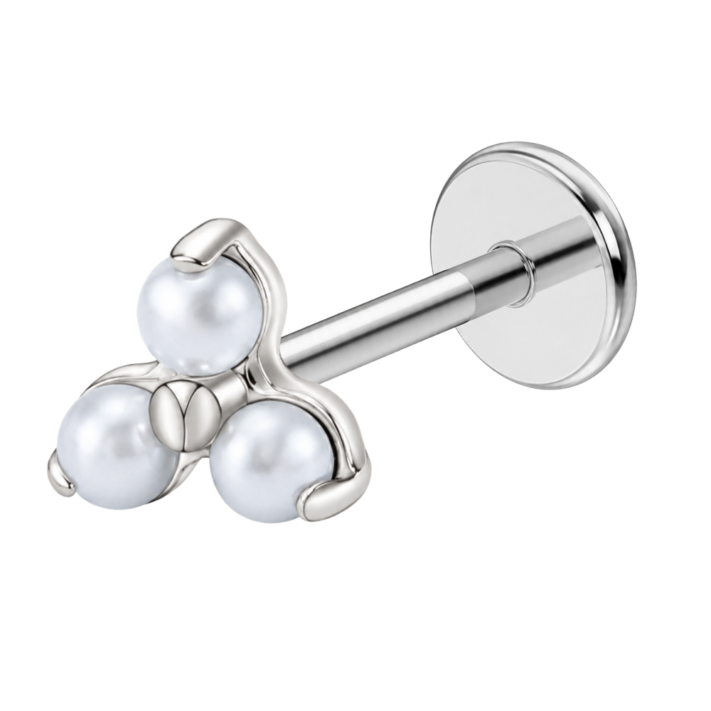 Tytanowy Labret Ozdobny Trzy Perełki
