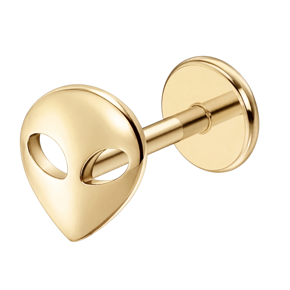 Tytanowy Labret Ozdobny UFO Zloty