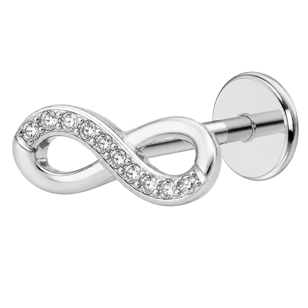 Tytanowy Labret Ozdobny nieskonczonosc z Cyrkoniami