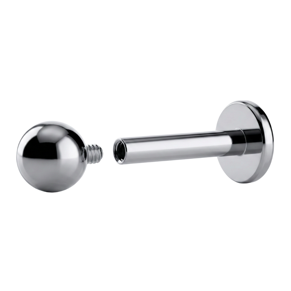 Labret de titanio con bola roscada internamente