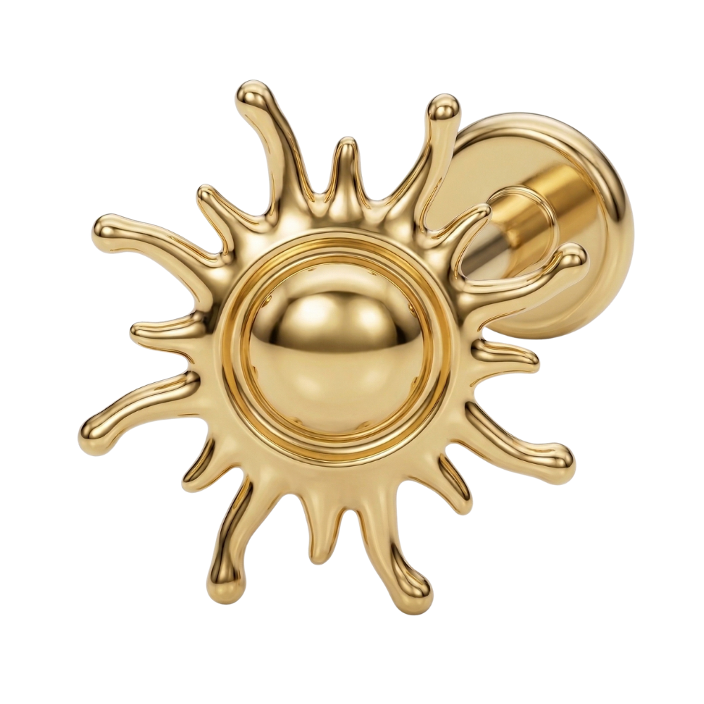 Titanium Decorative Labret - Sun with Rays
