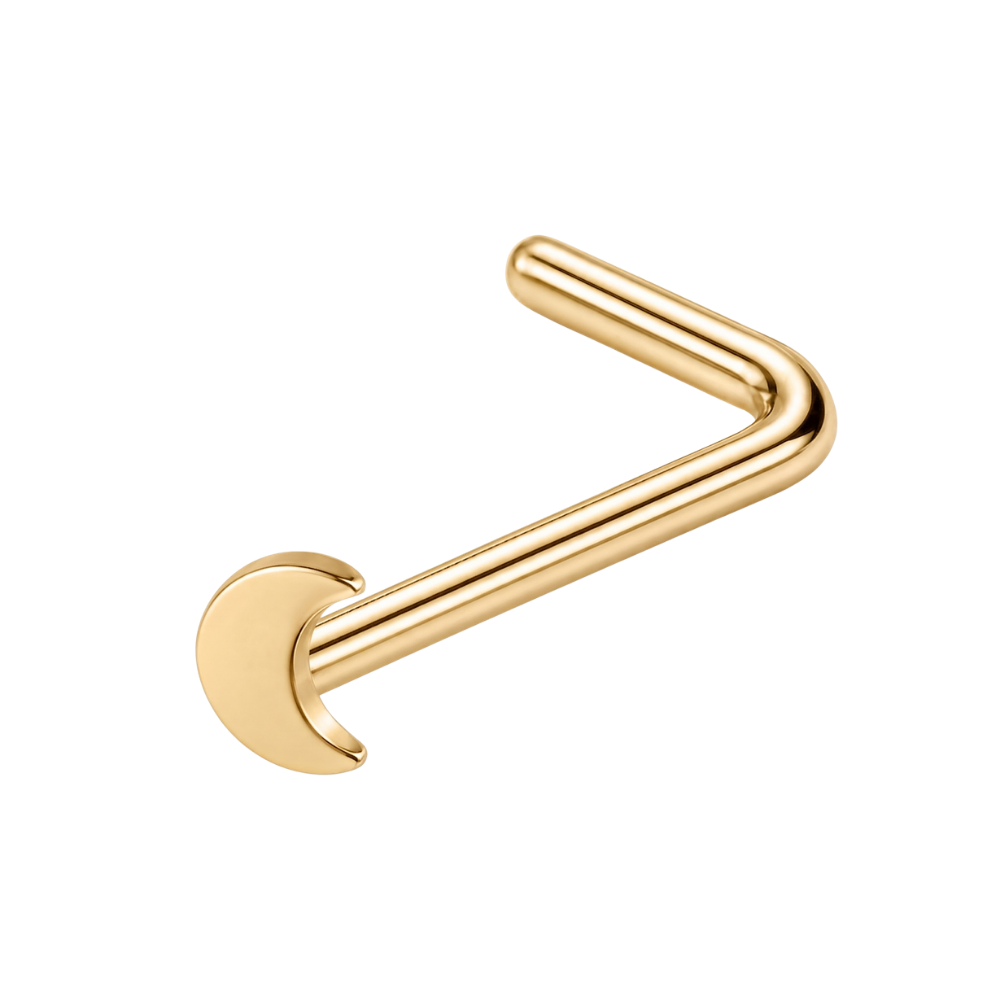 Piercing Nariz Acero Curvo Luna Dorada