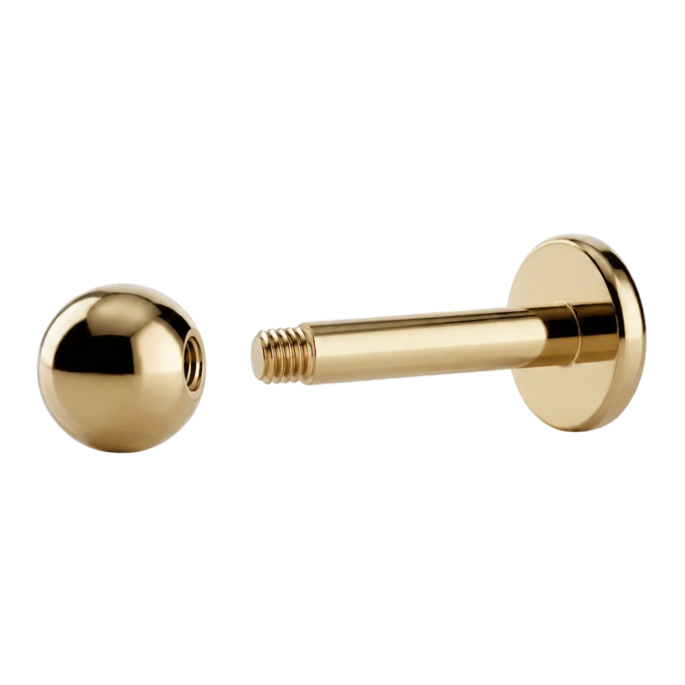 Labret Bola Titanio Oro Con Rosca Macho