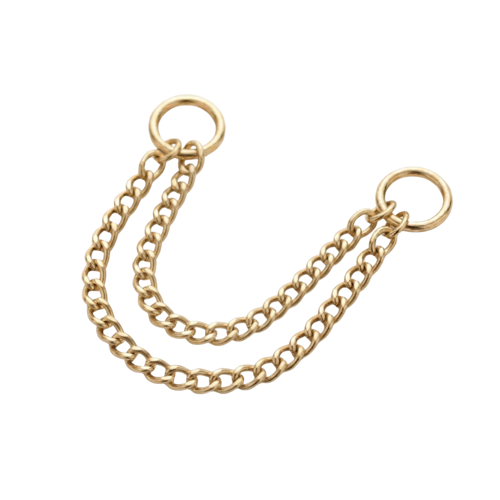 double chain gold piercing