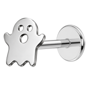 Silver titanium labret earring with a ghost motif