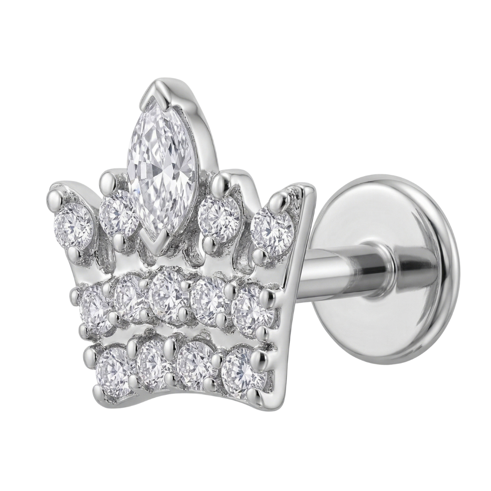 titanium labret decorative silver crown