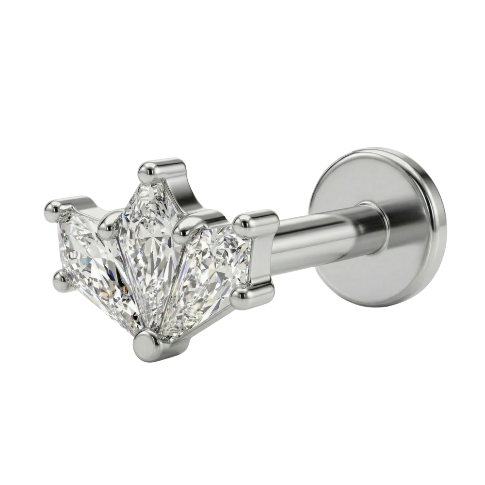 labret de titanio con una hilera de circonitas